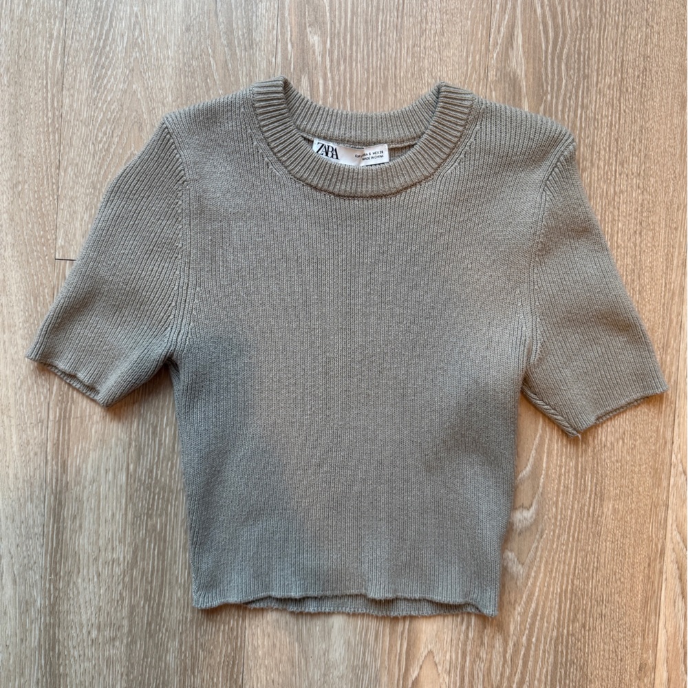 Zara Tan Ribbed Knit Sweater